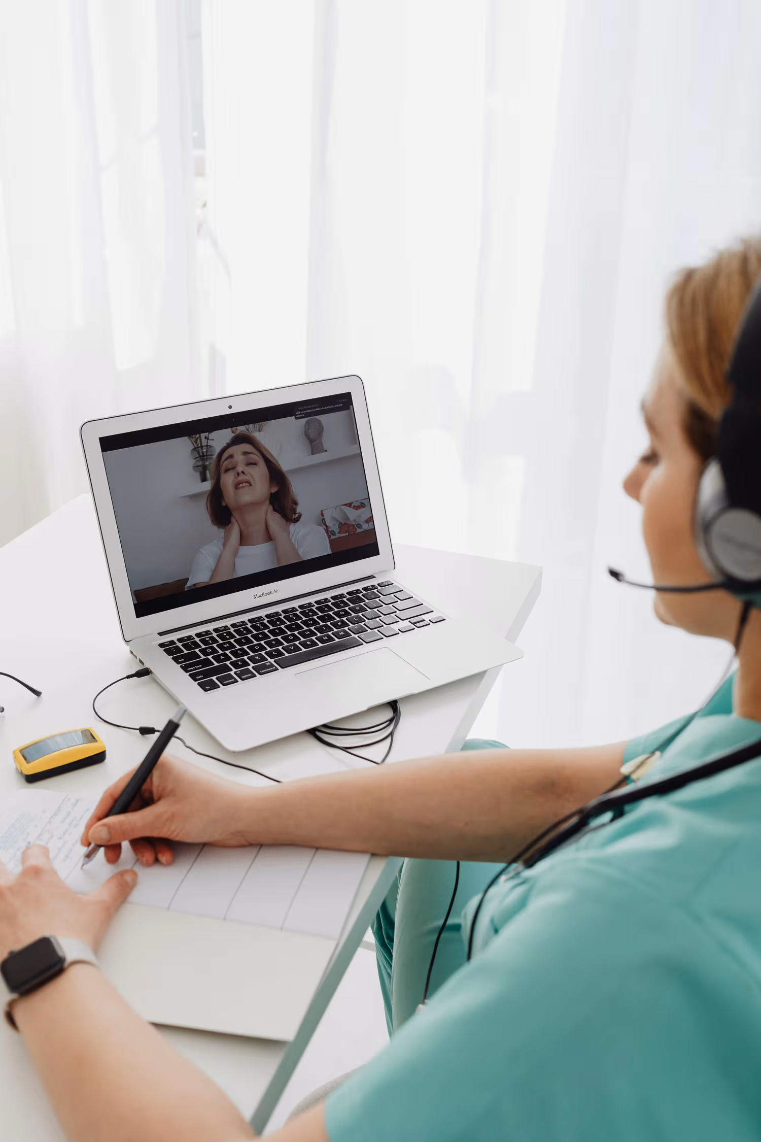 Telehealth provider consulting with female patient diagnosing fertility symptoms