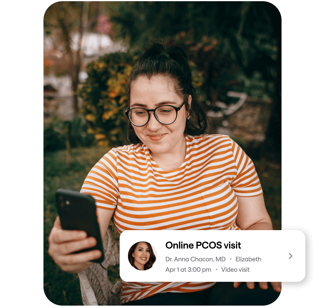 Woman having an online PCOS consultation